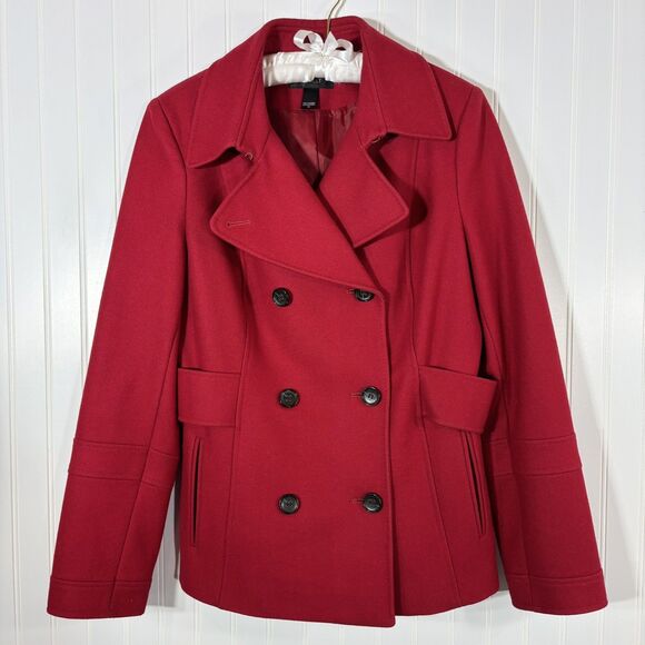 Victoria's Secret Jackets & Blazers - Victoria’s Secret Womens Red Pea Coat Size 12 Wool Blend Double Breasted Classic